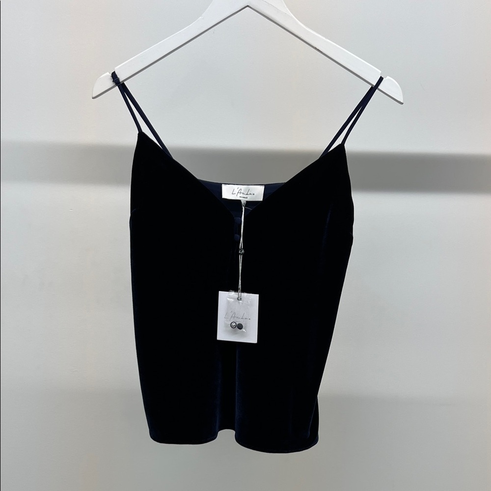 *NWT* L'Academie Midnight Blue Velvet Tank Top